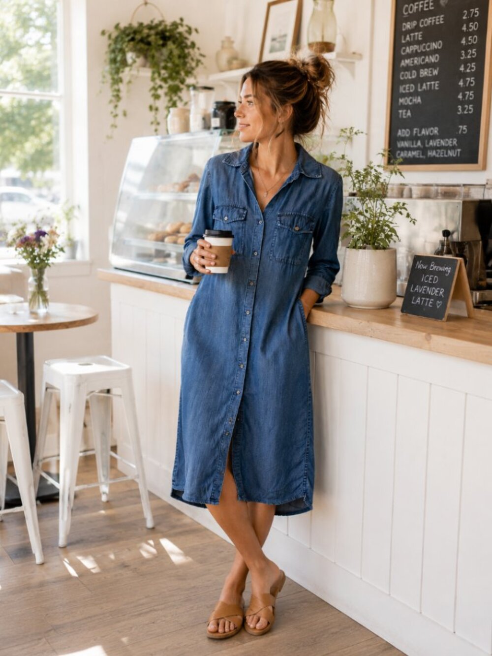 Rachel Zoe Chambray Denim Maxi Shirt Dress Small Summer Pockets Cottagecore